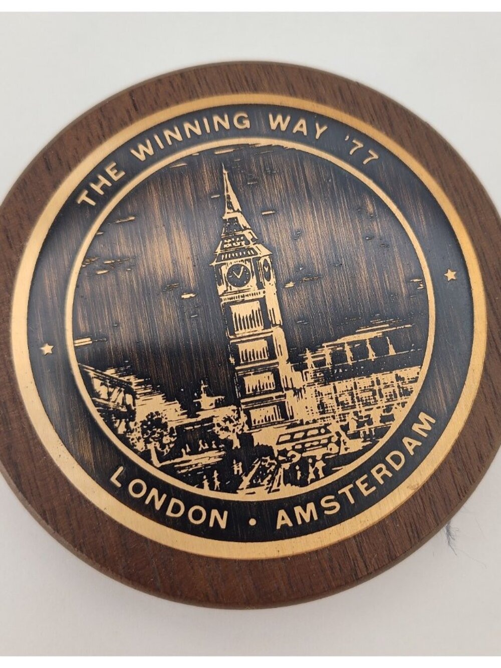 Vintage 1977 Ford The Winning Way London Amsterdam Wooden Paperweight